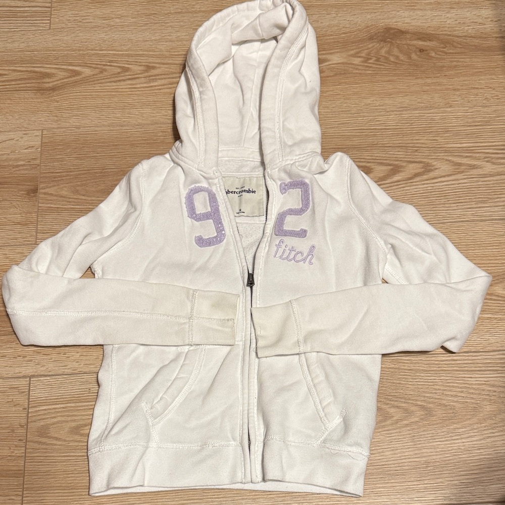 Abercrombie & Fitch Kids White and Lavender Zip-Up Hoodie
